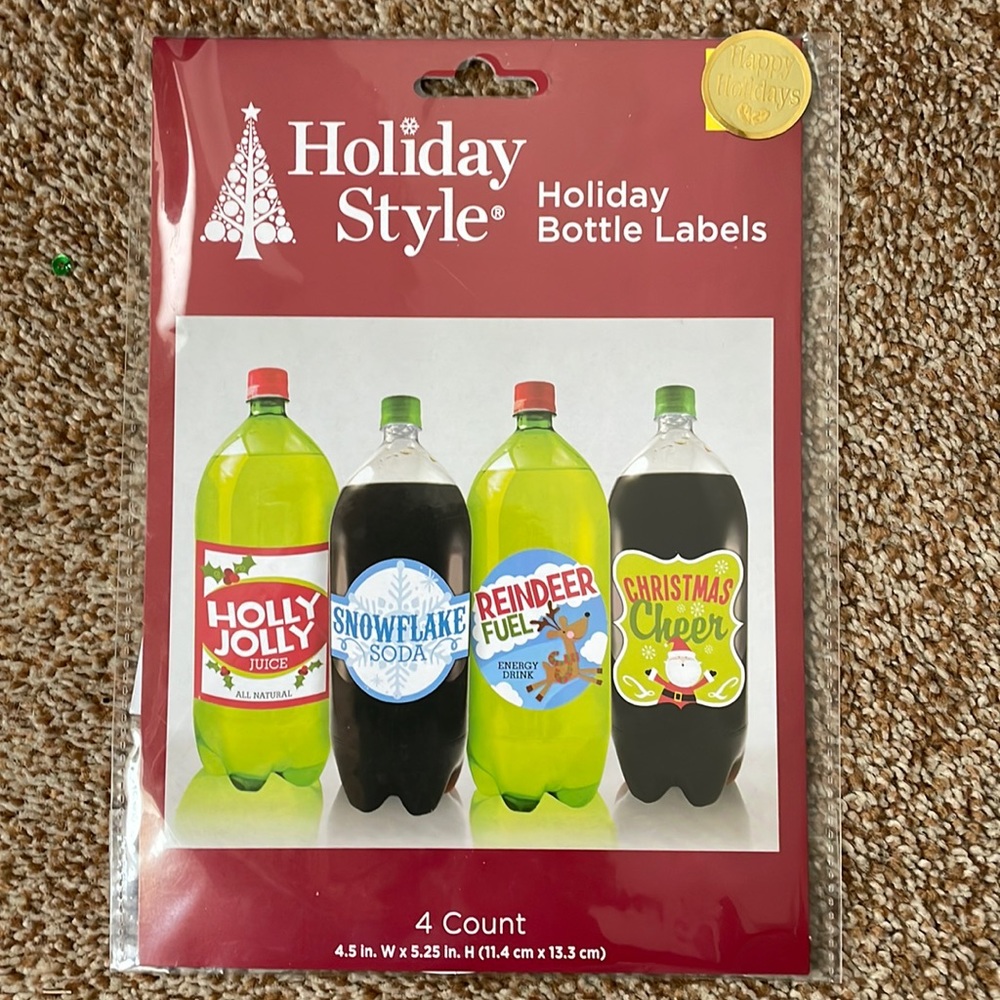 4 Holiday Style Bottle Labels